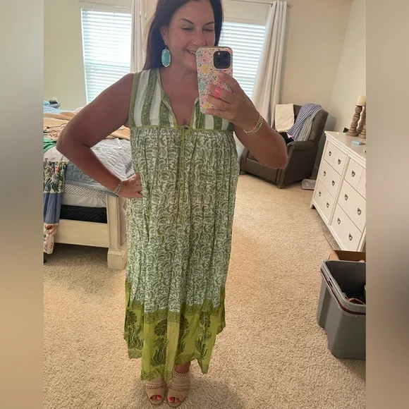 Green Patterned Maxi Dress - Picture 6 of 6